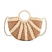Retro Semi-circle Stripe Straw Beach Handbag - Red