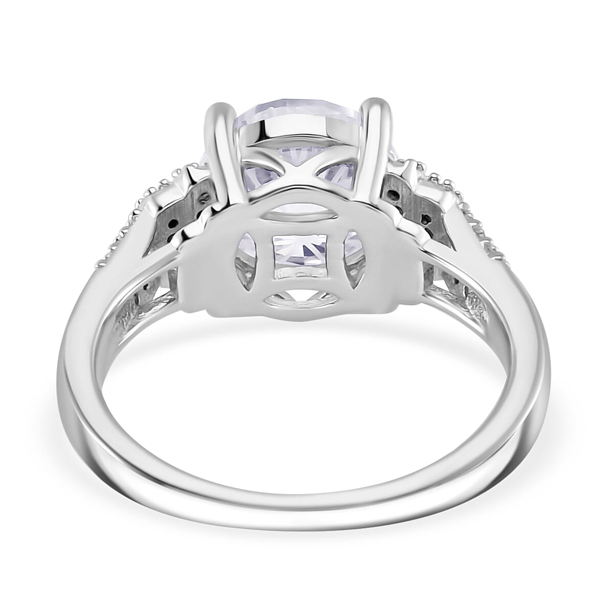 The Great Glacier Cut Moissanite Ring in Rhodium Overlay Sterling Silver 2.76 Ct.