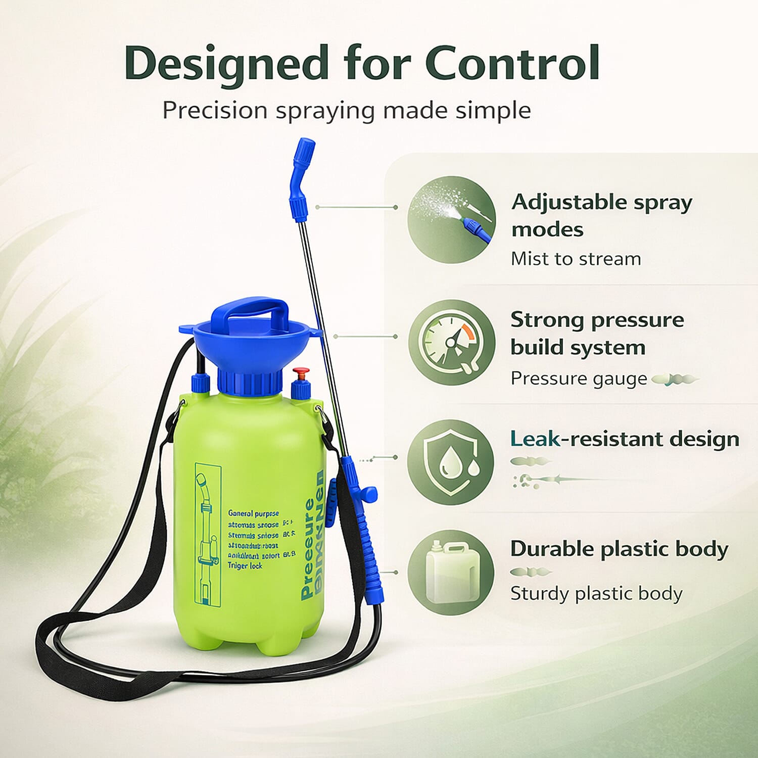 Portable 5 L Pressure Sprayer for Gardening & Cleaning - Yellow & Blue