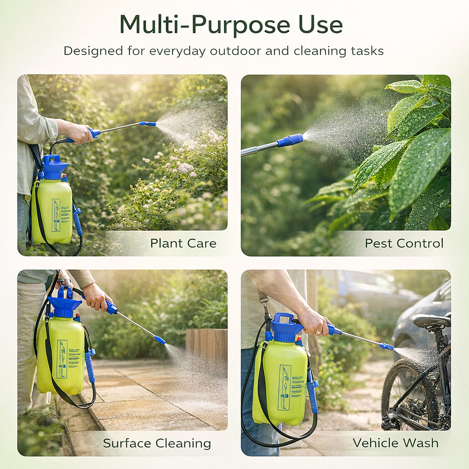 Portable 5 L Pressure Sprayer for Gardening & Cleaning - Yellow & Blue