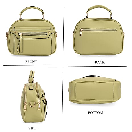 Structured Crossbody Bag with Patterned Strap - Green