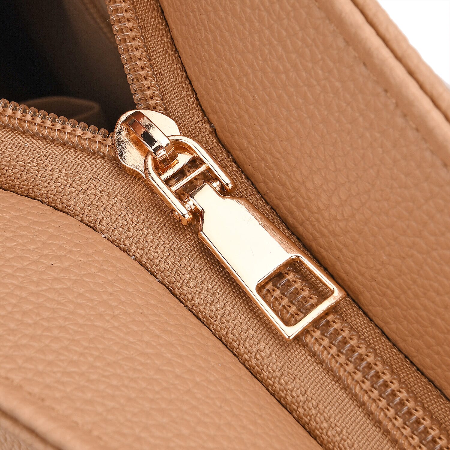 Quilted Diamond Pattern Crossbody Bag with Adjustable Strap - Camel