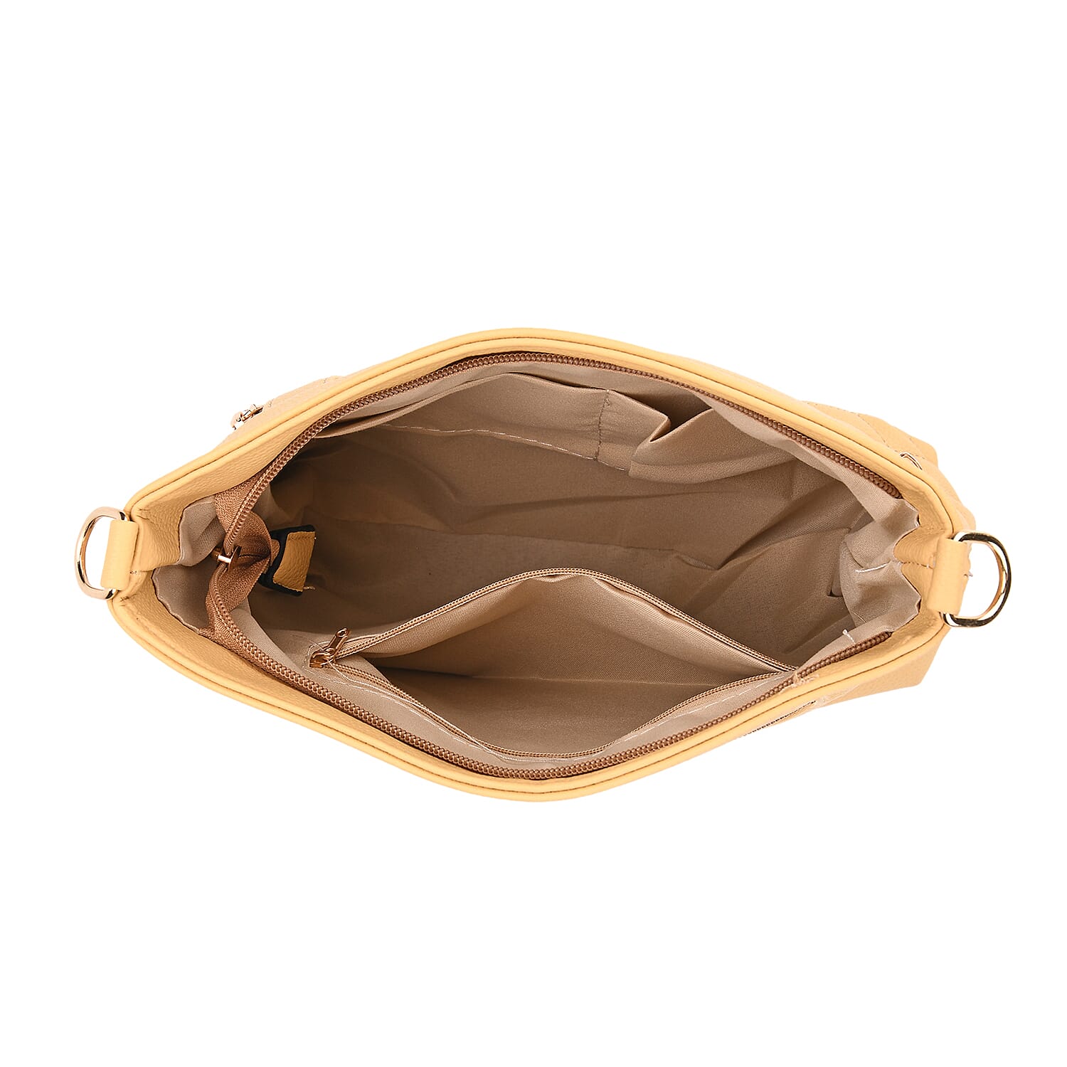 Quilted Diamond Pattern Crossbody Bag with Adjustable Strap - Yellow