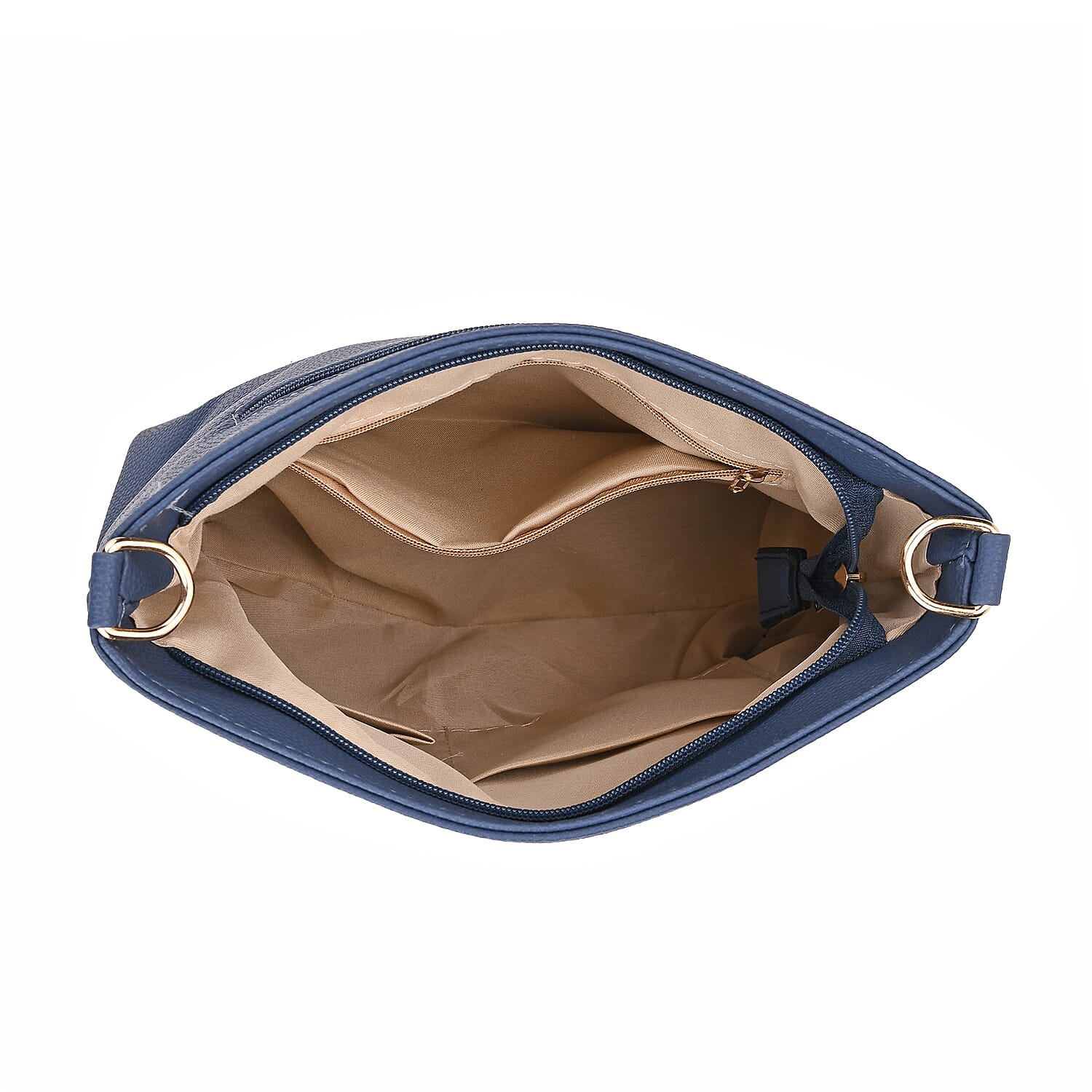 Quilted Diamond Pattern Crossbody Bag with Adjustable Strap - Denim Blue