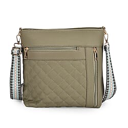Quilted Diamond Pattern Crossbody Bag with Adjustable Strap - Black