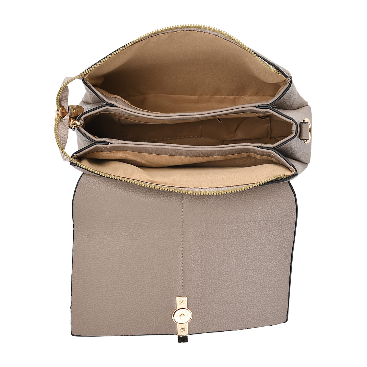 Artisan Crossbody Sling Bag with Geometric Pattern Shoulder Strap - Gray