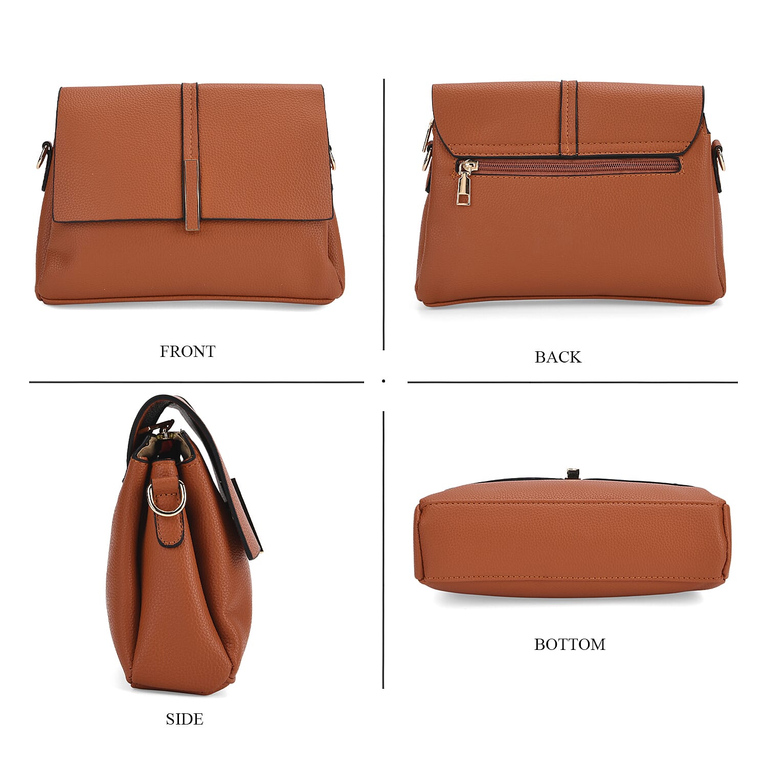 Artisan Crossbody Sling Bag with Geometric Pattern Shoulder Strap - Rust