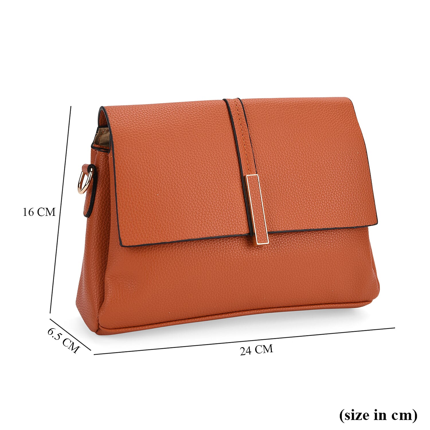 Artisan Crossbody Sling Bag with Geometric Pattern Shoulder Strap - Rust