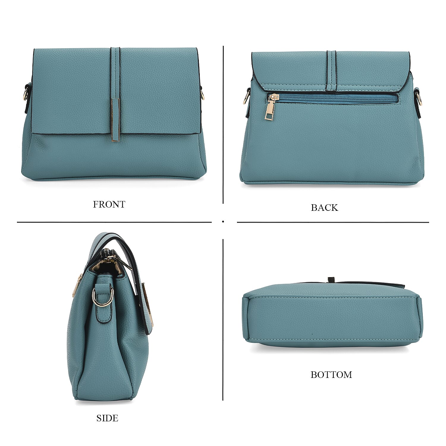 Artisan Crossbody Sling Bag with Geometric Pattern Shoulder Strap - Teal