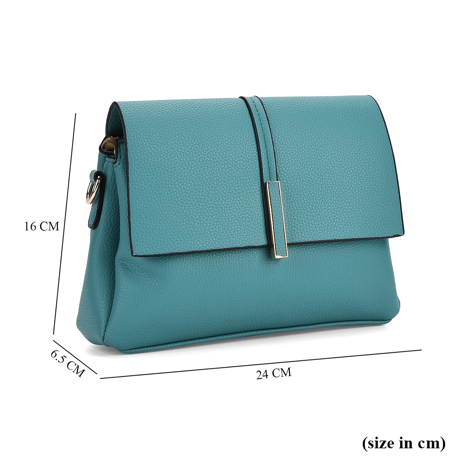 Artisan Crossbody Sling Bag with Geometric Pattern Shoulder Strap - Teal