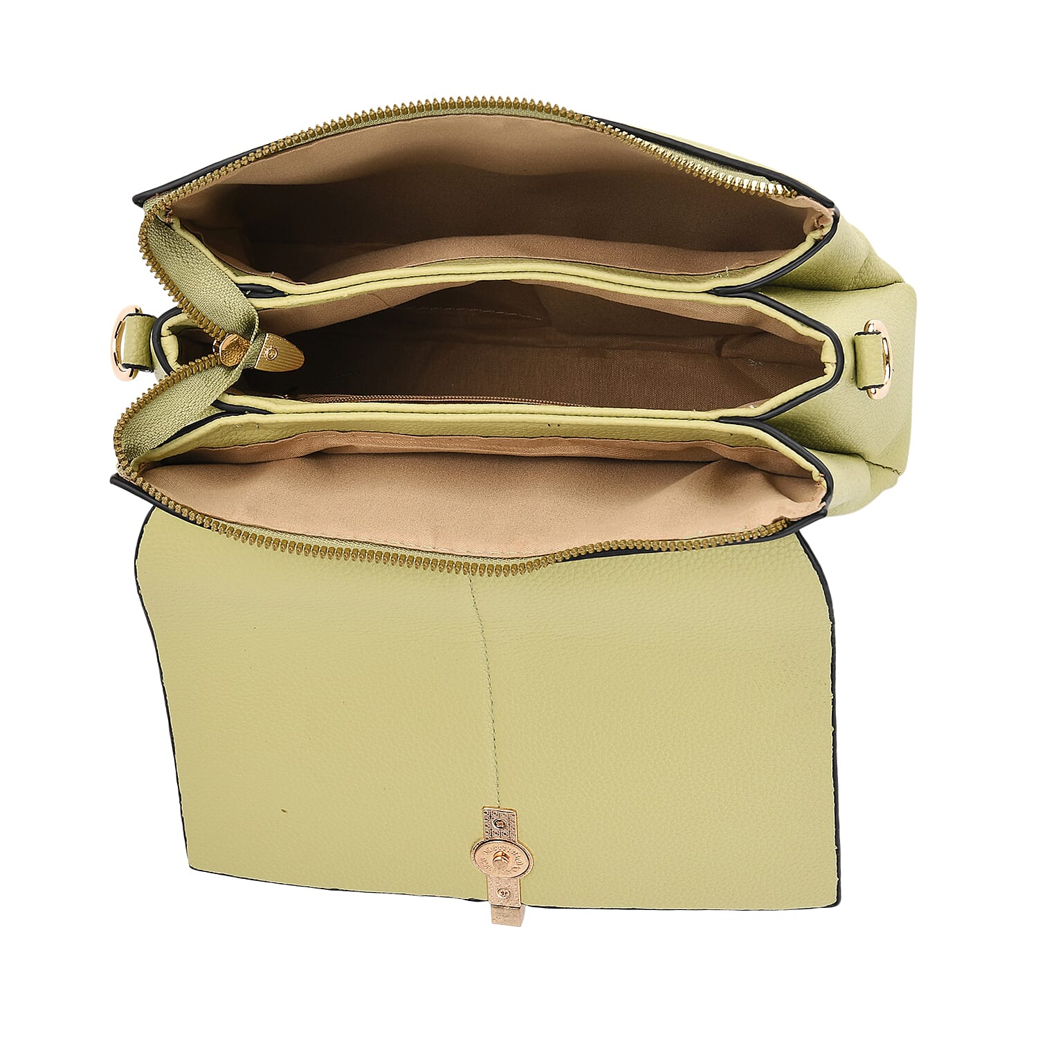 Artisan Crossbody Bag with Geometric Pattern Shoulder Strap - Green