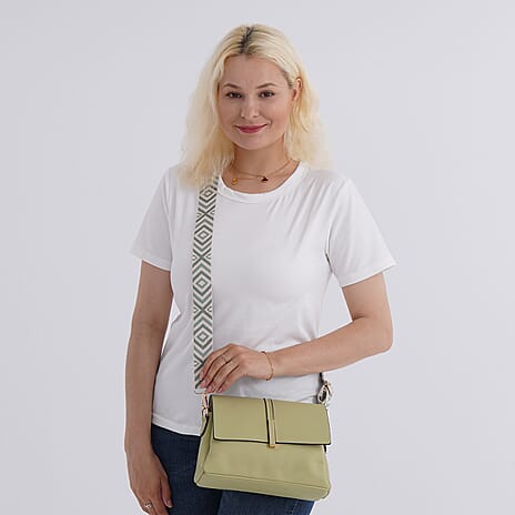 Artisan Sling Bag with Geometric Pattern Strap - Green