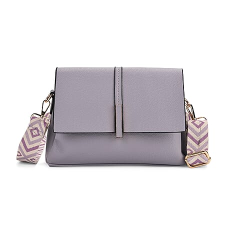 Artisan Sling Bag with Geometric Pattern Strap - Purple