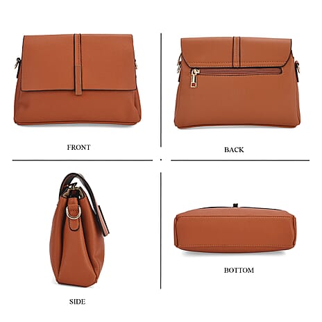 Artisan Sling Bag with Geometric Pattern Strap - Tan