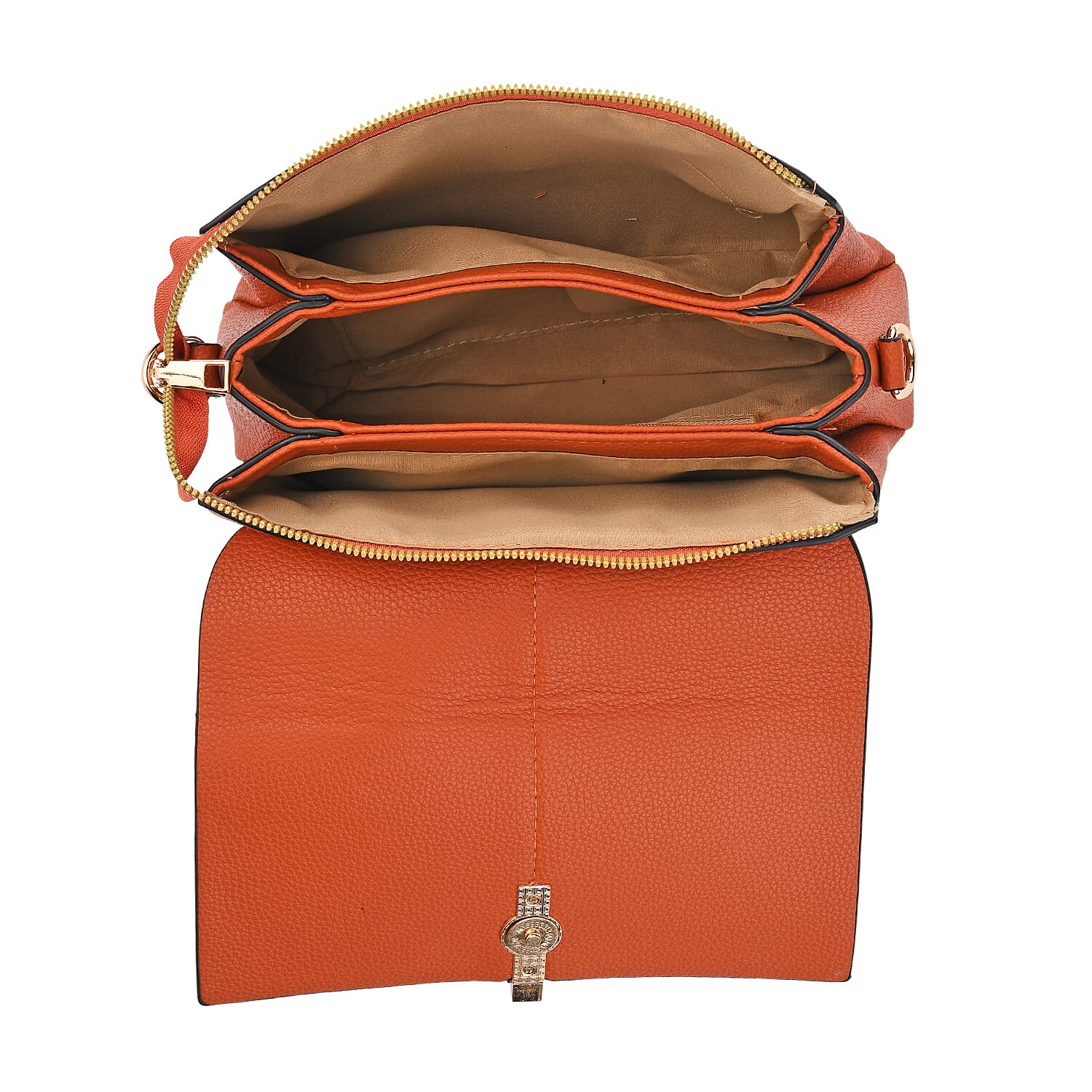 Artisan Sling Bag with Geometric Pattern Strap - Tan