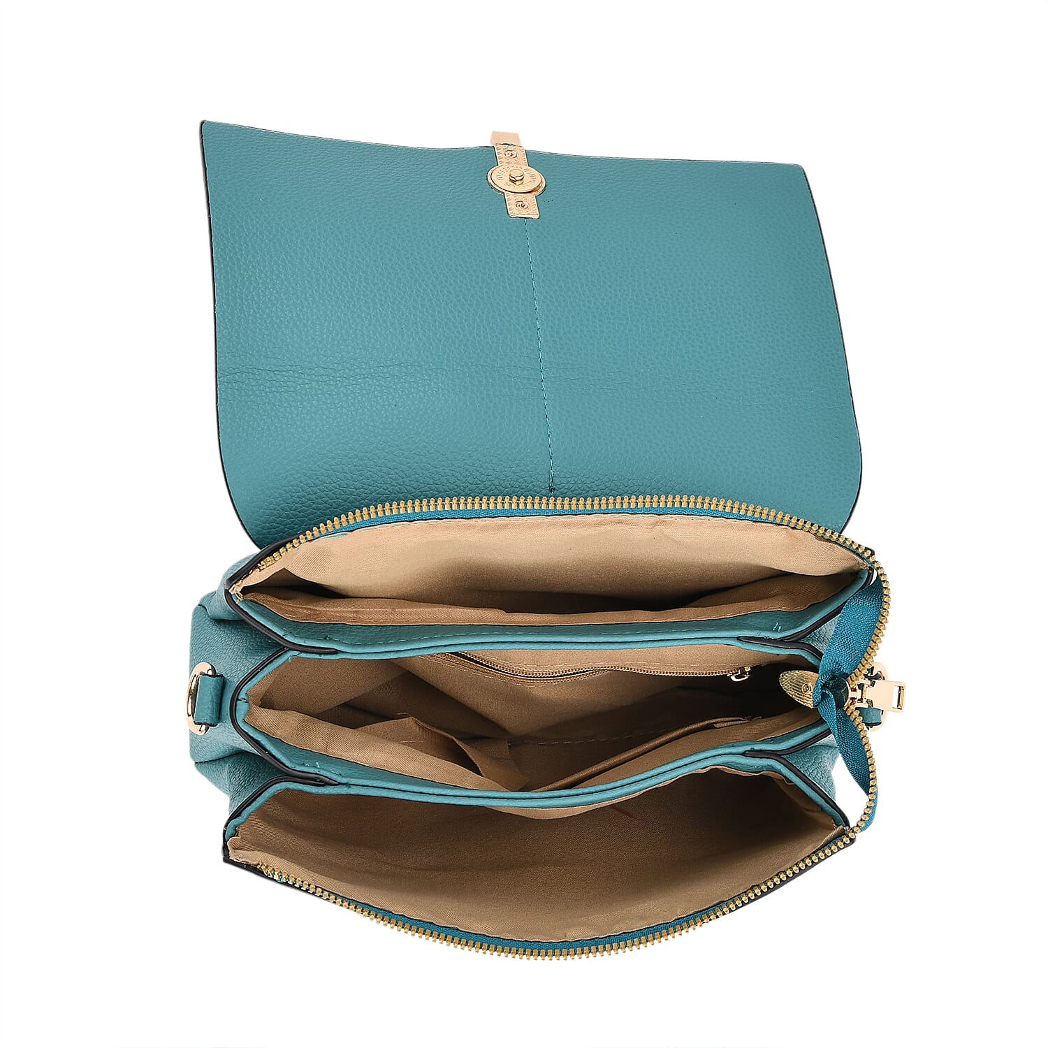 Artisan Sling Bag with Geometric Pattern Strap - Dark Turquoise