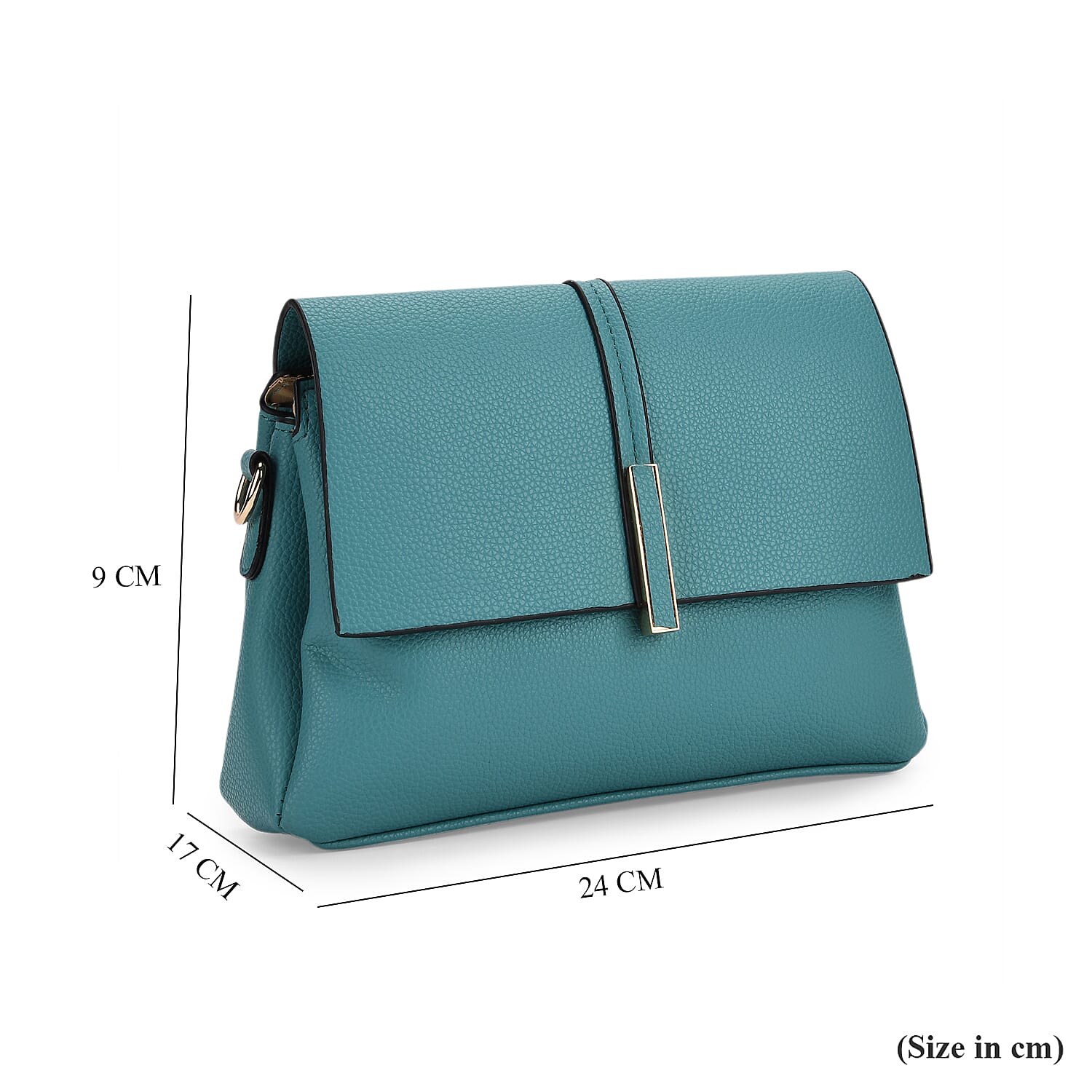 Artisan Sling Bag with Geometric Pattern Strap - Dark Turquoise