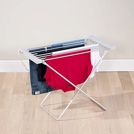 Foldable Electric Heated Clothes Airer (120W) - Silver
