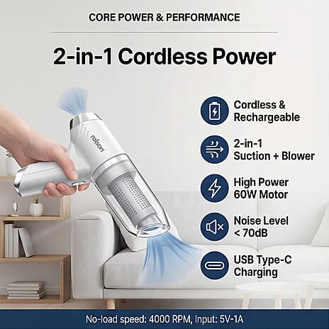 Rolson 2-in-1 Rechargeable Vacuum Cleaner - White