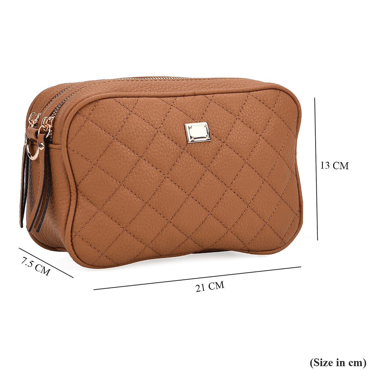 Prime Time Deal - Quilted Fully Lined Crossbody Bag With Adjustable Length Strap - Brown