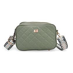 Prime Time Deal - Quilted Fully Lined Crossbody Bag With Adjustable Length Strap - Gold