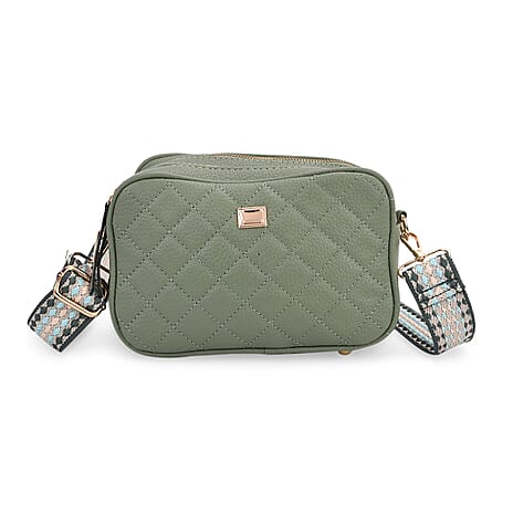 Prime Time Deal - Quilted Fully Lined Crossbody Bag With Adjustable Length Strap - Green