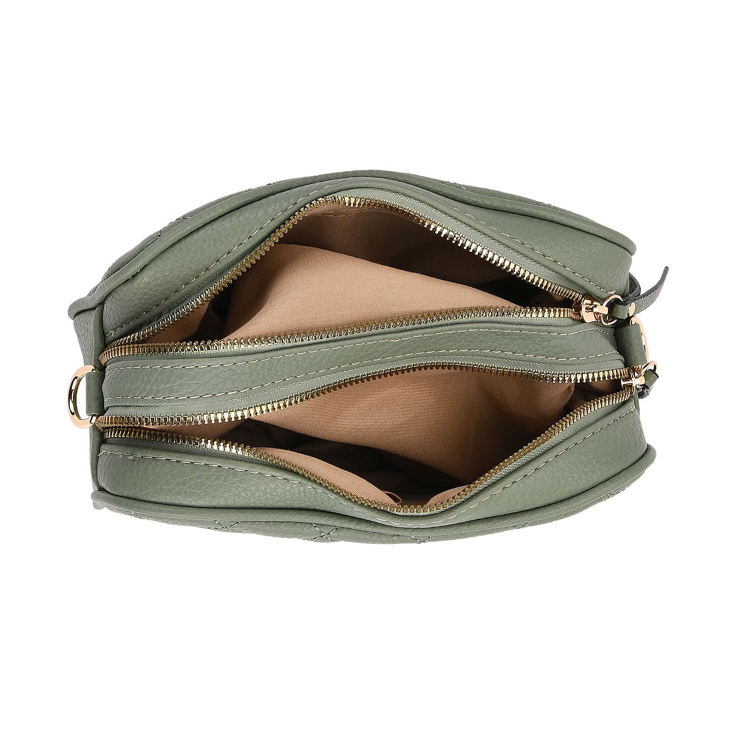 Prime Time Deal - Quilted Fully Lined Crossbody Bag With Adjustable Length Strap - Green