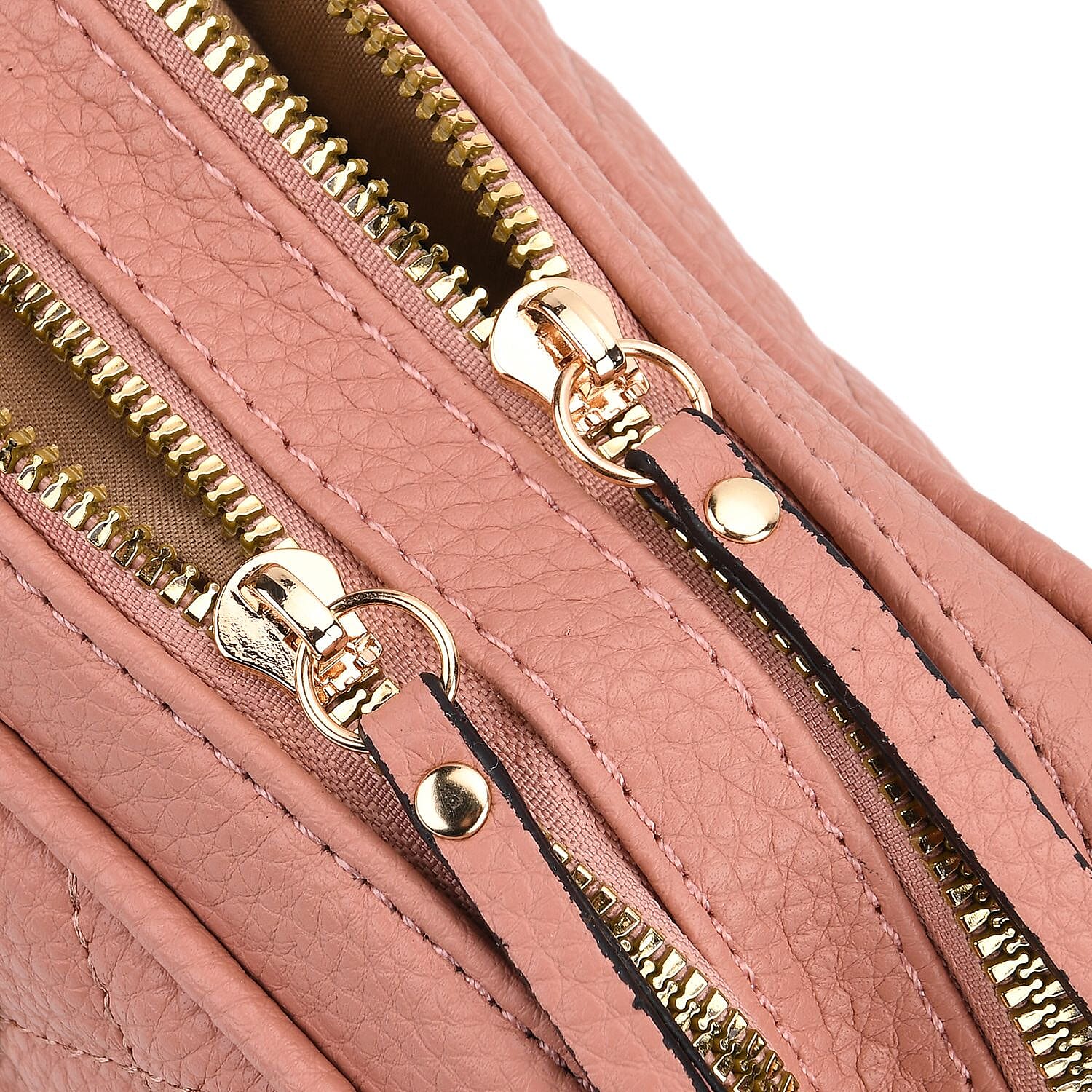 Prime Time Deal - Quilted Fully Lined Crossbody Bag With Adjustable Length Strap - Pink