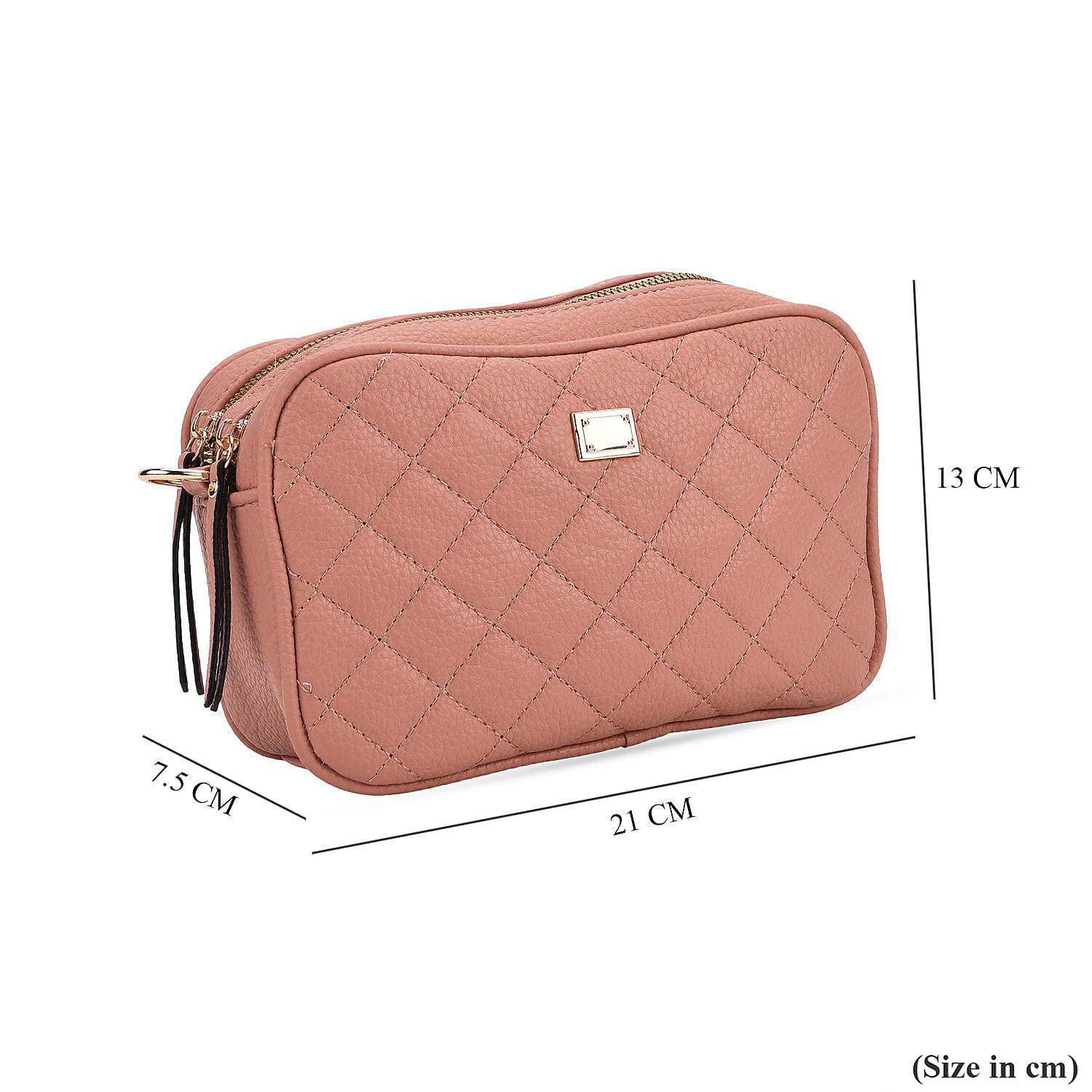 Prime Time Deal - Quilted Fully Lined Crossbody Bag With Adjustable Length Strap - Pink