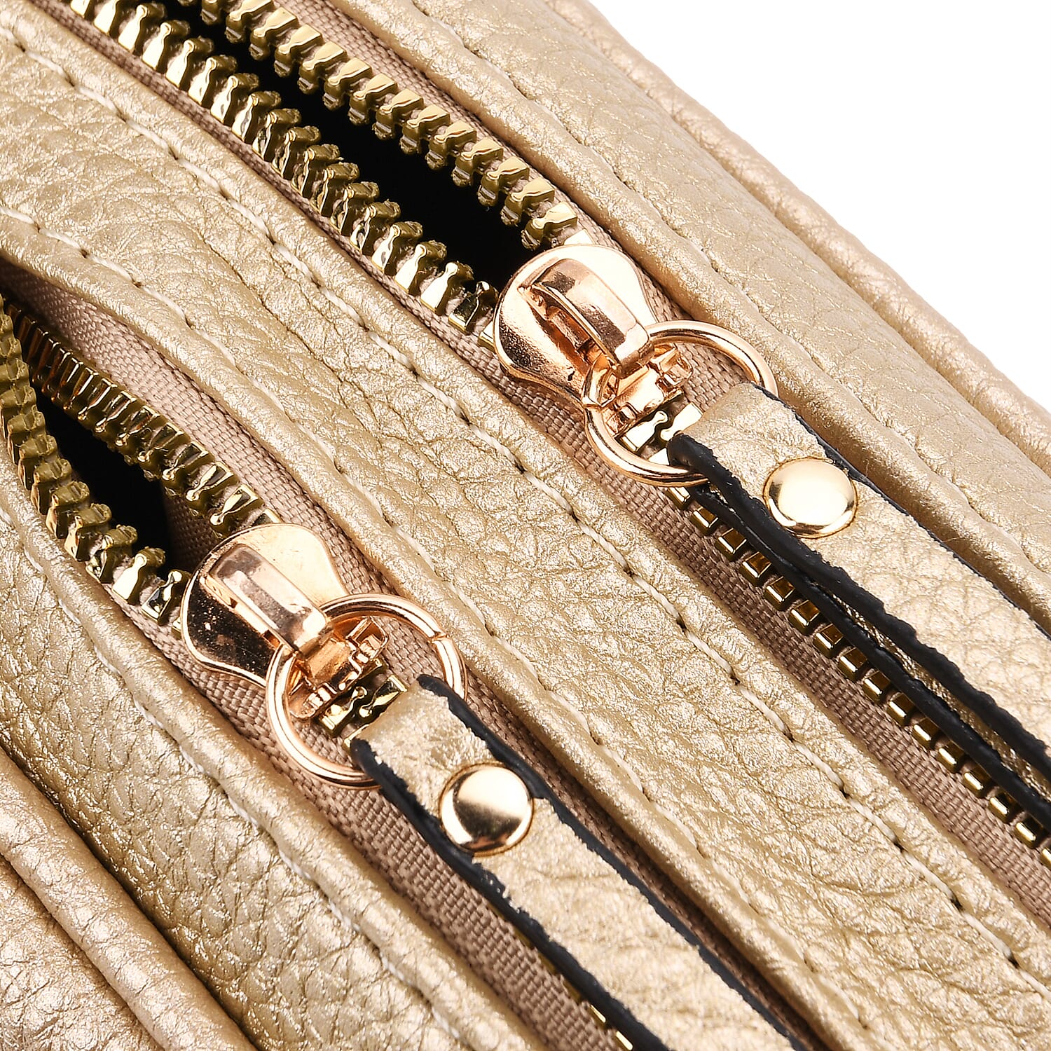 Prime Time Deal - Quilted Fully Lined Crossbody Bag With Adjustable Length Strap - Gold