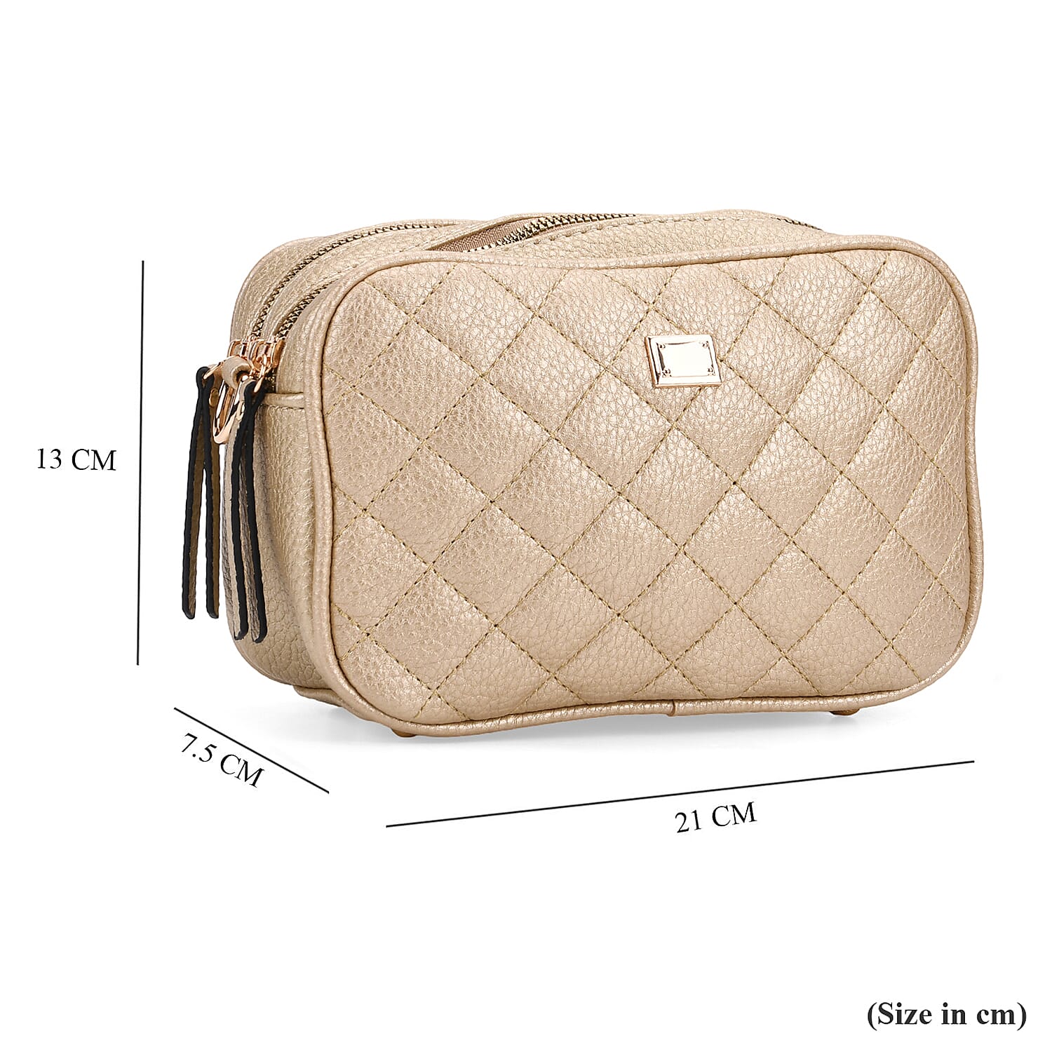 Prime Time Deal - Quilted Fully Lined Crossbody Bag With Adjustable Length Strap - Gold