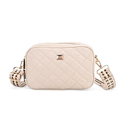 Prime Time Deal - Quilted Fully Lined Crossbody Bag With Adjustable Length Strap - Gold