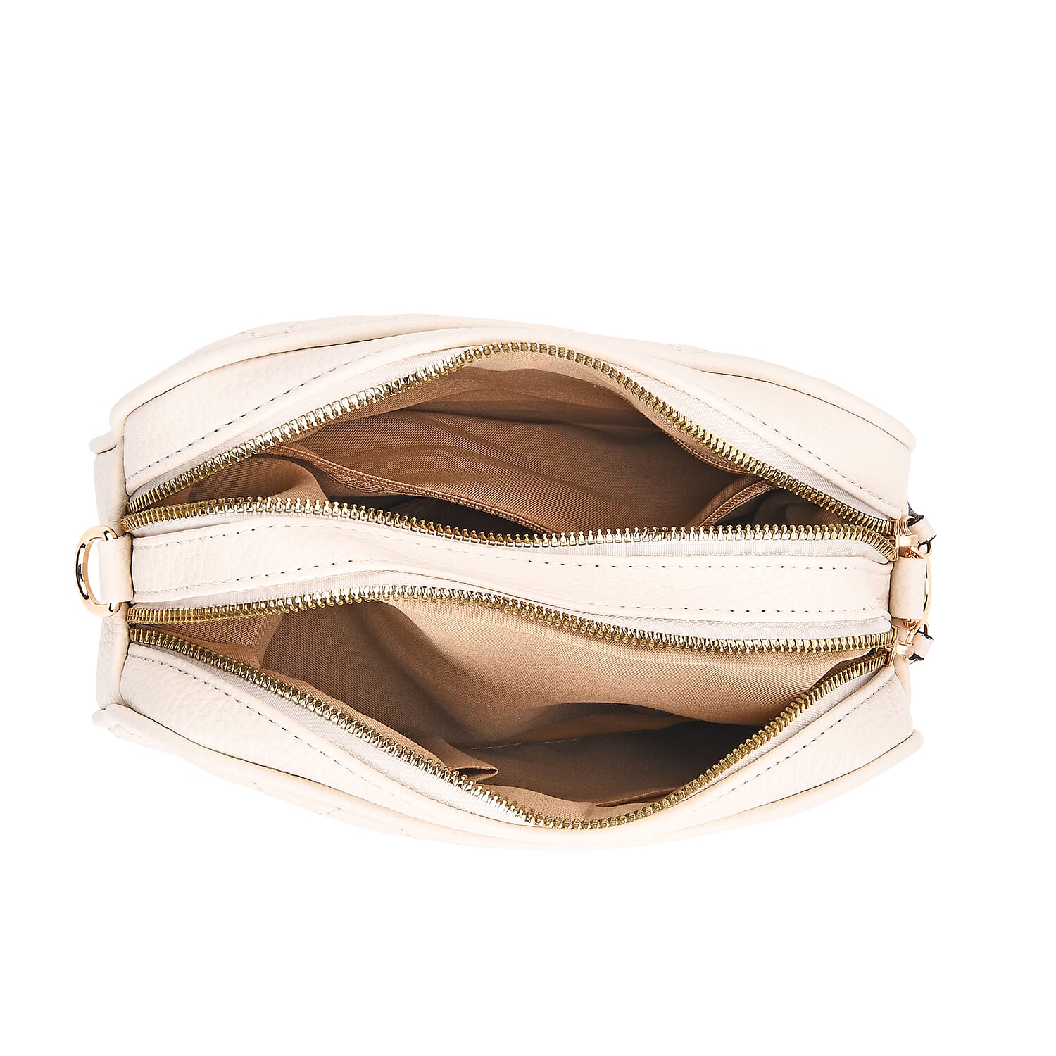 Prime Time Deal - Quilted Fully Lined Crossbody Bag With Adjustable Length Strap - Beige