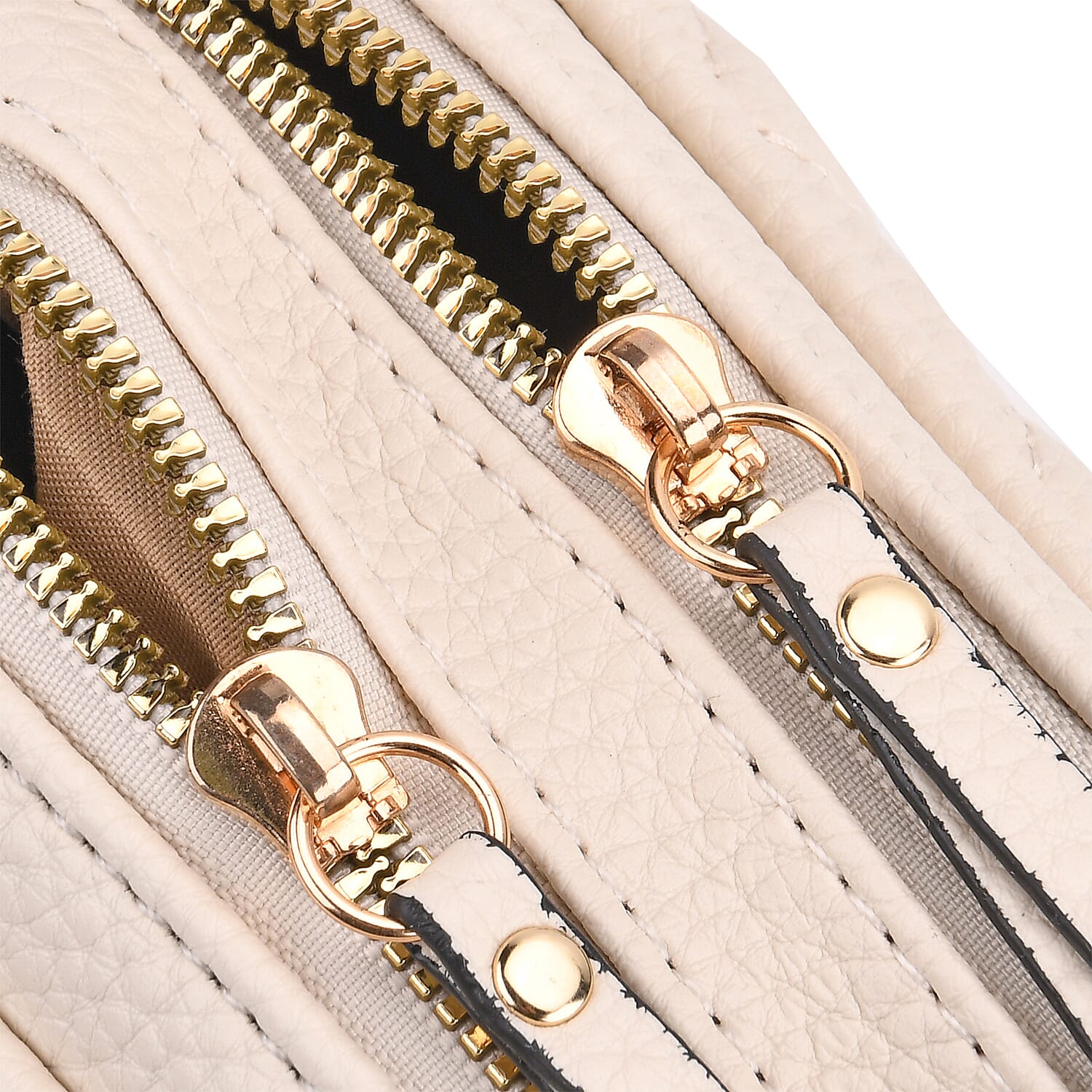 Prime Time Deal - Quilted Fully Lined Crossbody Bag With Adjustable Length Strap - Beige