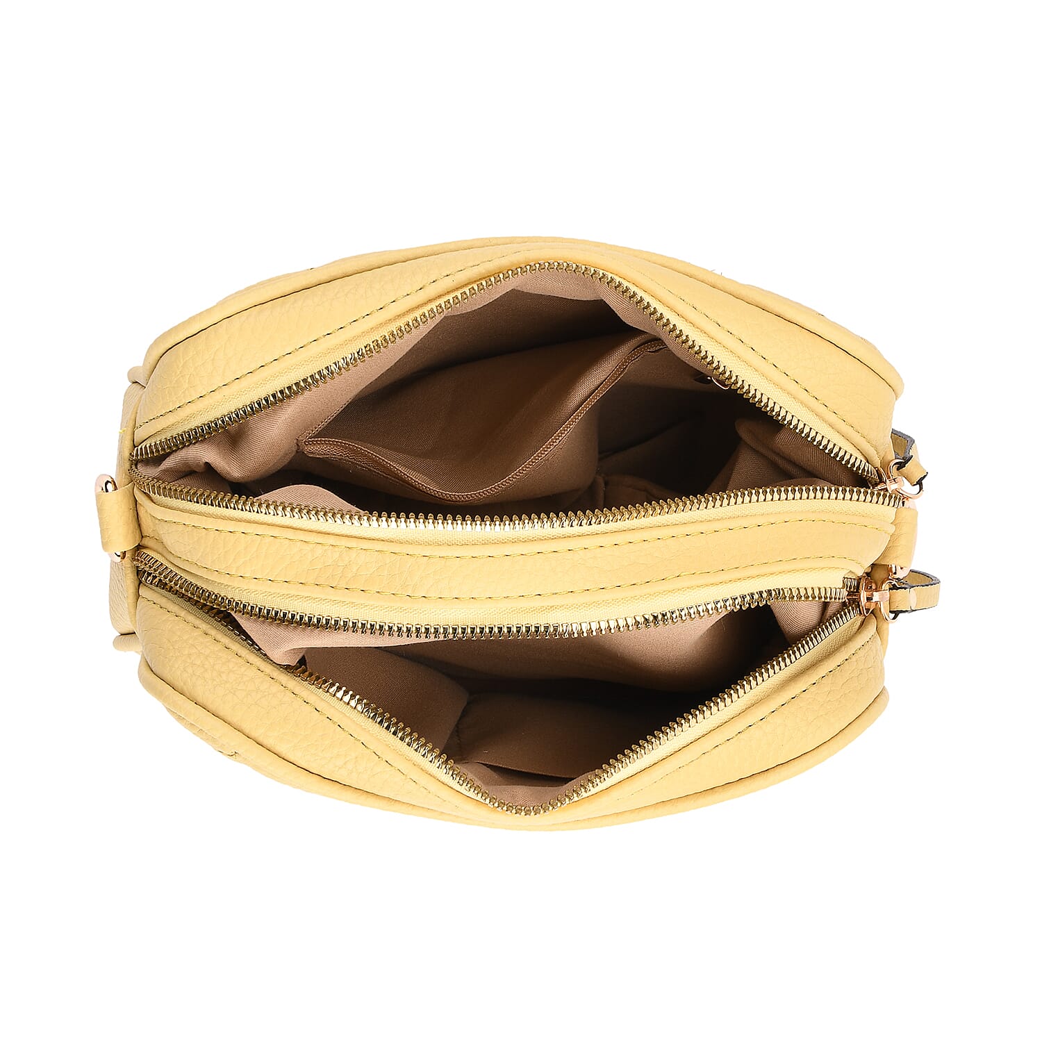 Stylish Quilted Crossbody Bag with Patterned Strap - Yellow