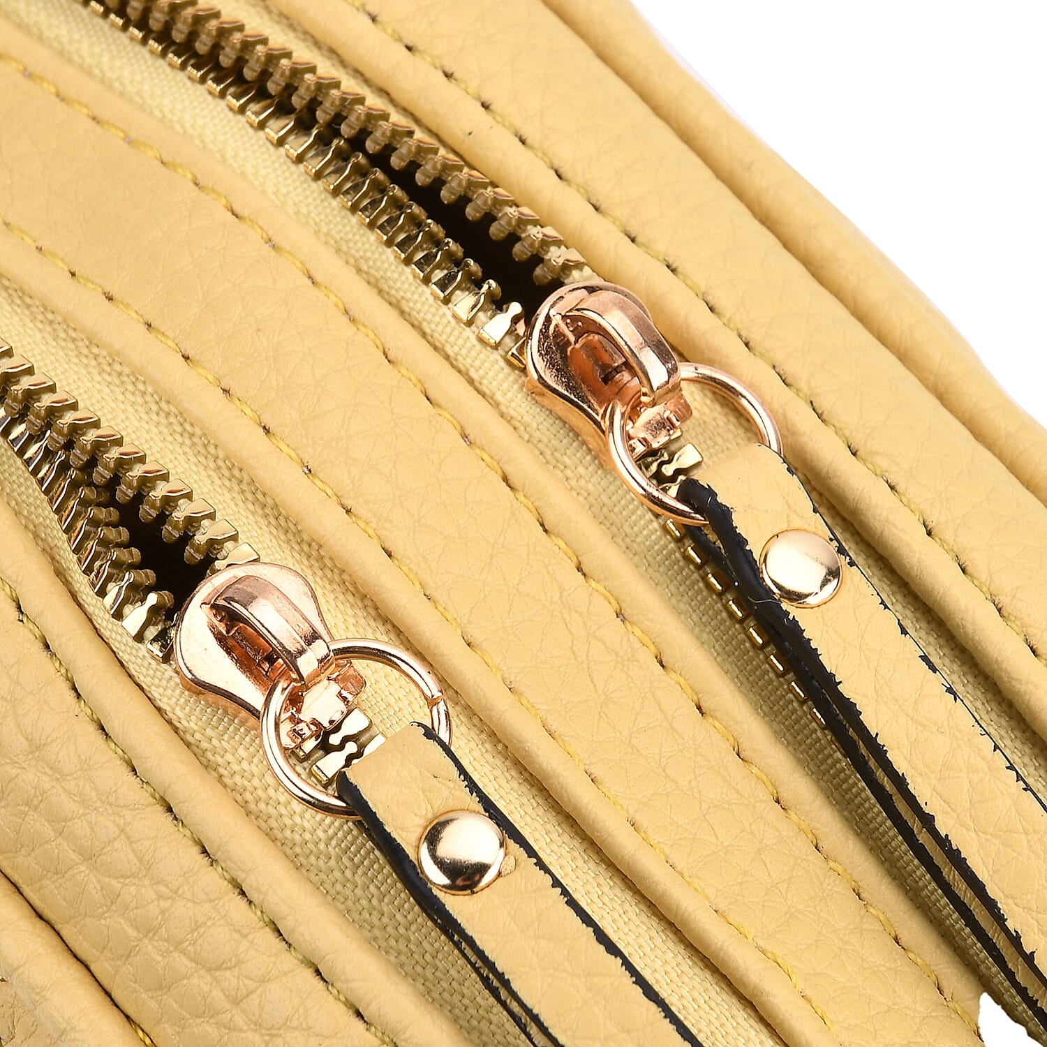 Stylish Quilted Crossbody Bag with Patterned Strap - Yellow