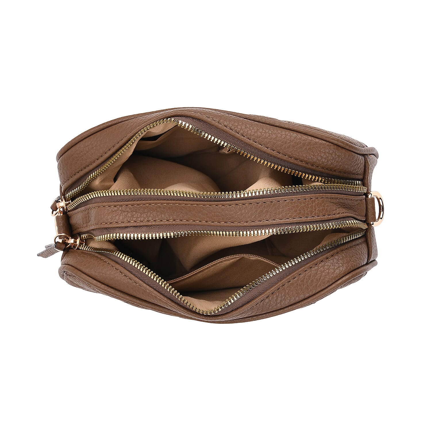 Stylish Quilted Crossbody Bag with Patterned Strap - Brown