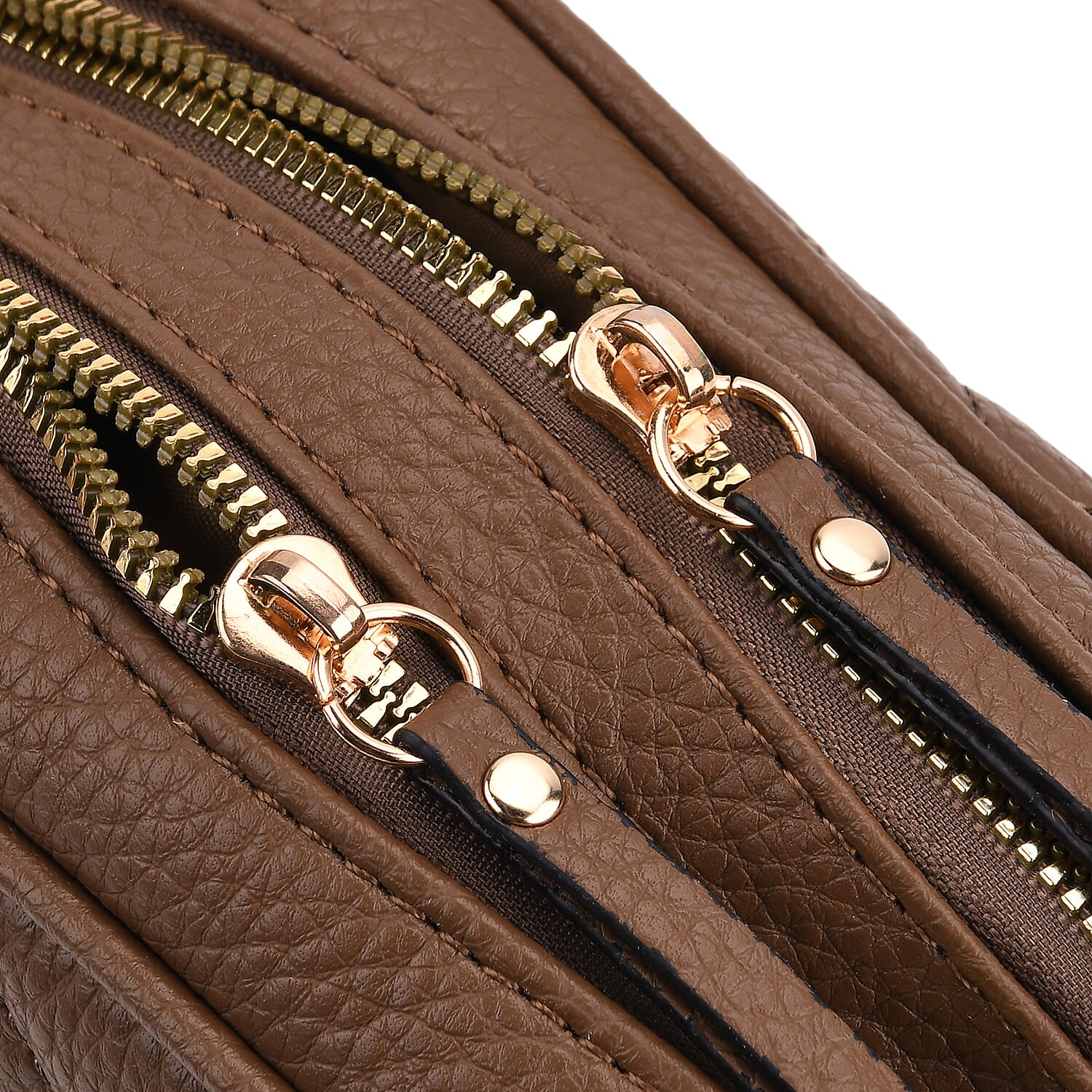 Stylish Quilted Crossbody Bag with Patterned Strap - Brown