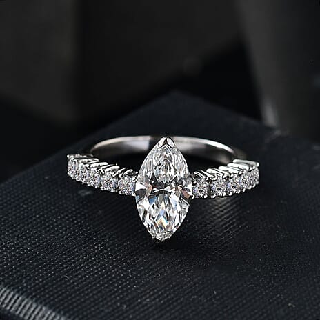 First Time Ever - Luxuriant Diamond 950 Platinum IGI Certified Marquise Cut Lab Grown Diamond (VS-E-F) Ring 2.54 Ct.