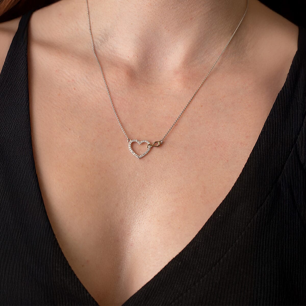 Luxuriant Diamond Lab Grown Diamond (SI-G-H) Necklace (Size 20) in 18K Vermeil Yellow Gold Plated & Rhodium Overlay Sterling Silver