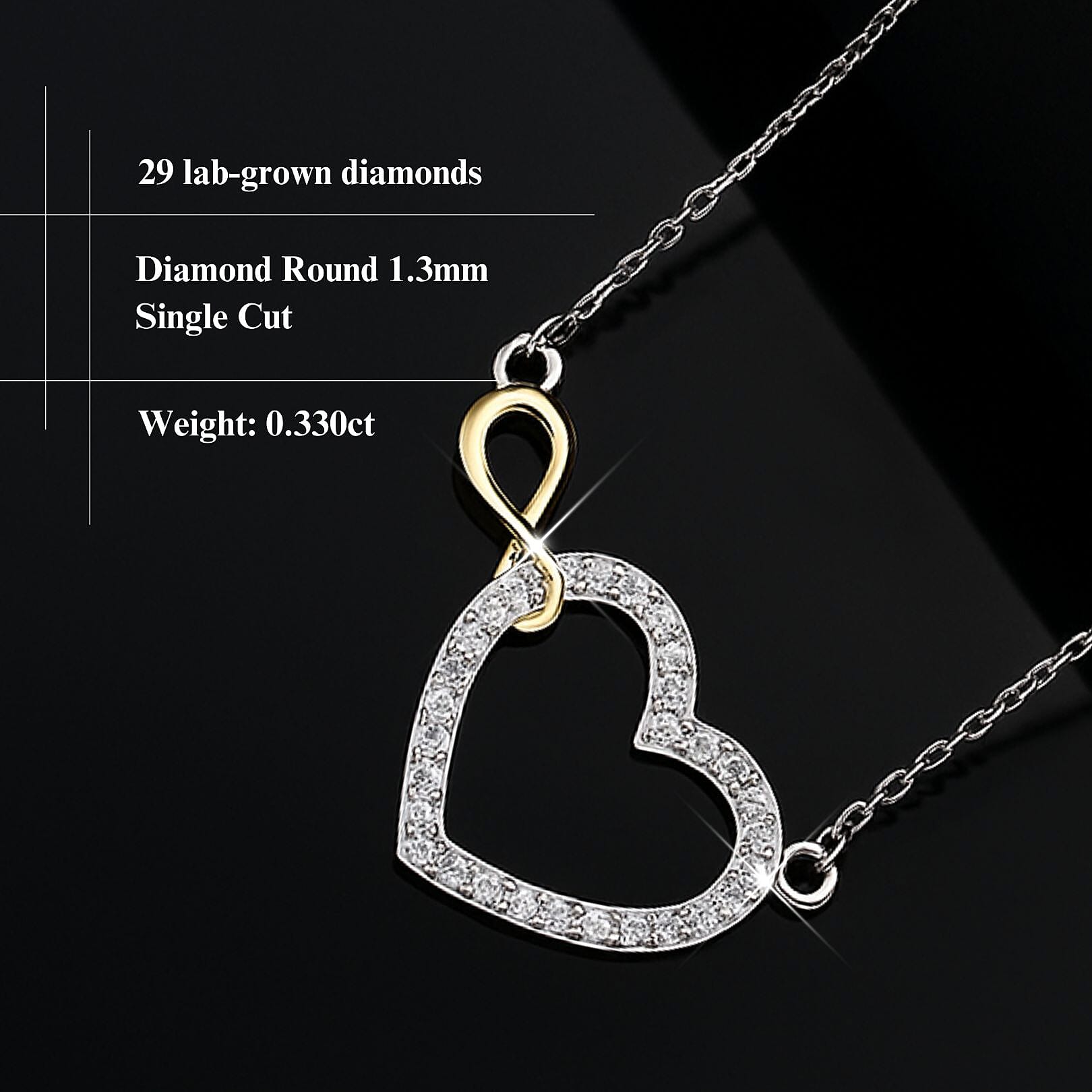 Luxuriant Diamond Lab Grown Diamond (SI-G-H) Necklace (Size 20) in 18K Vermeil Yellow Gold Plated & Rhodium Overlay Sterling Silver