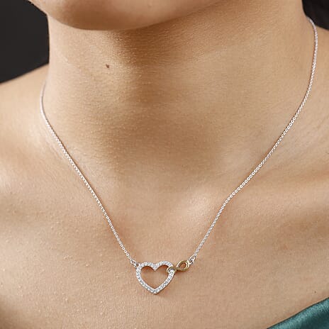 Luxuriant Diamond Lab Grown Diamond (SI-G-H) Necklace (Size 20) in 18K Vermeil Yellow Gold Plated & Rhodium Overlay Sterling Silver