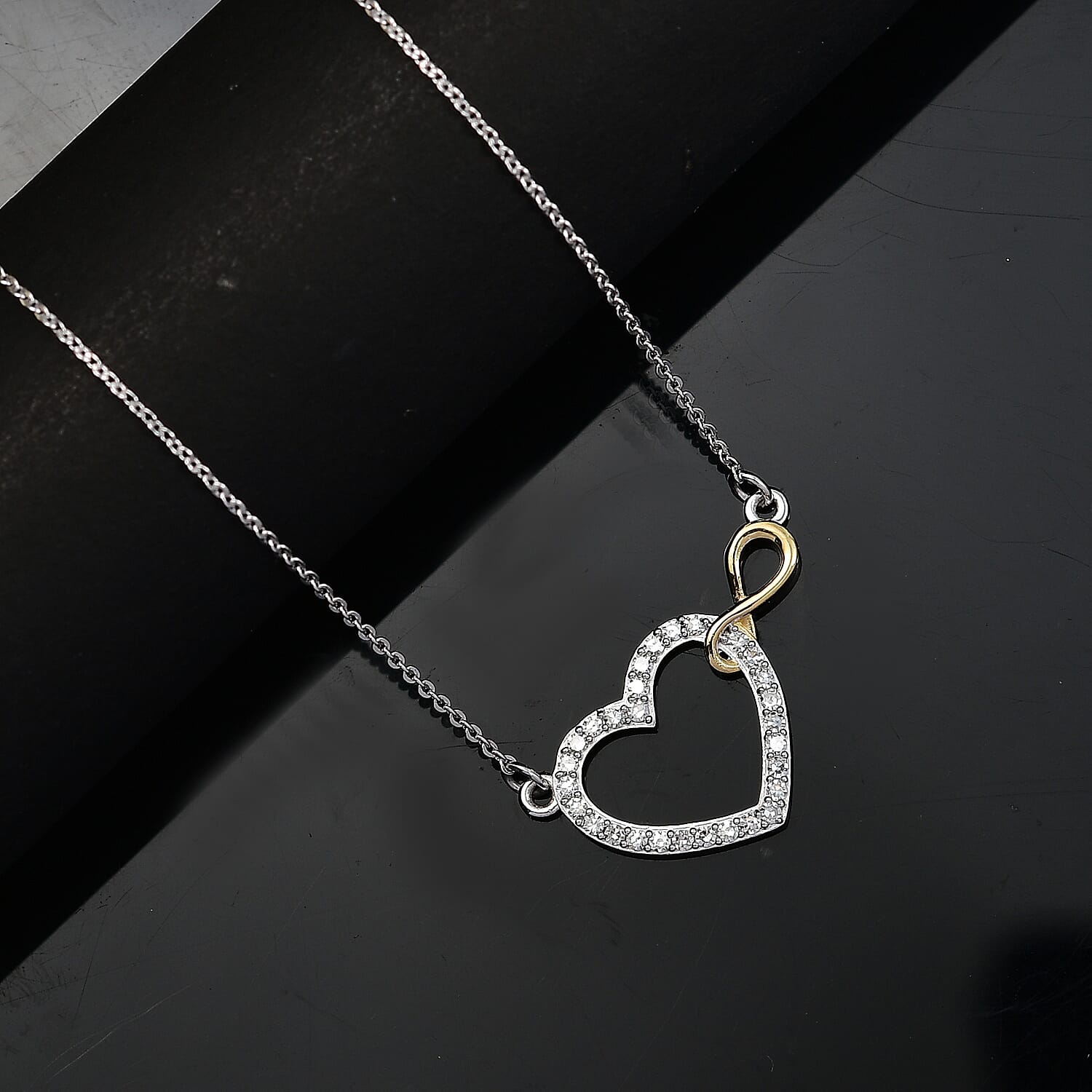 Luxuriant Diamond Lab Grown Diamond (SI-G-H) Necklace (Size 20) in 18K Vermeil Yellow Gold Plated & Rhodium Overlay Sterling Silver