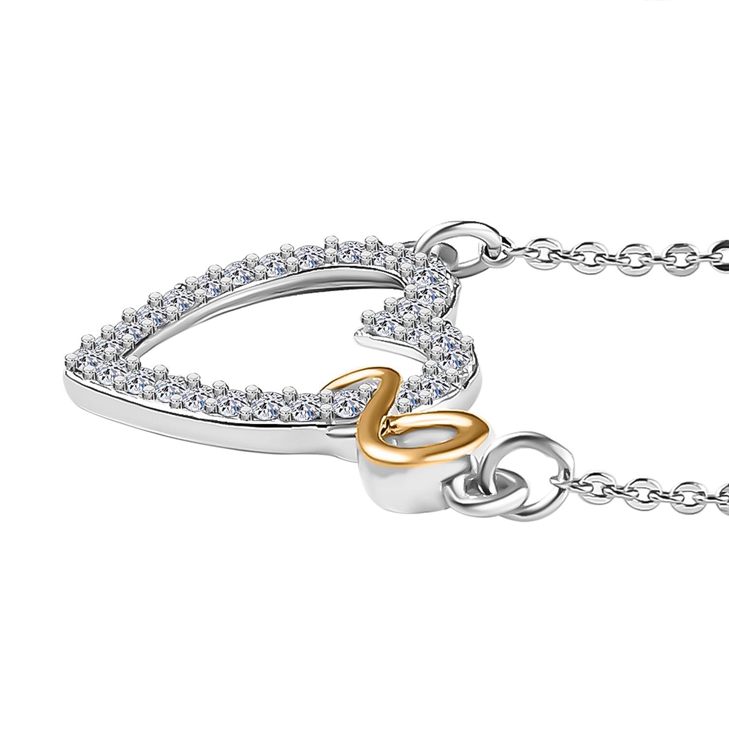 Luxuriant Diamond Lab Grown Diamond (SI-G-H) Necklace (Size 20) in 18K Vermeil Yellow Gold Plated & Rhodium Overlay Sterling Silver