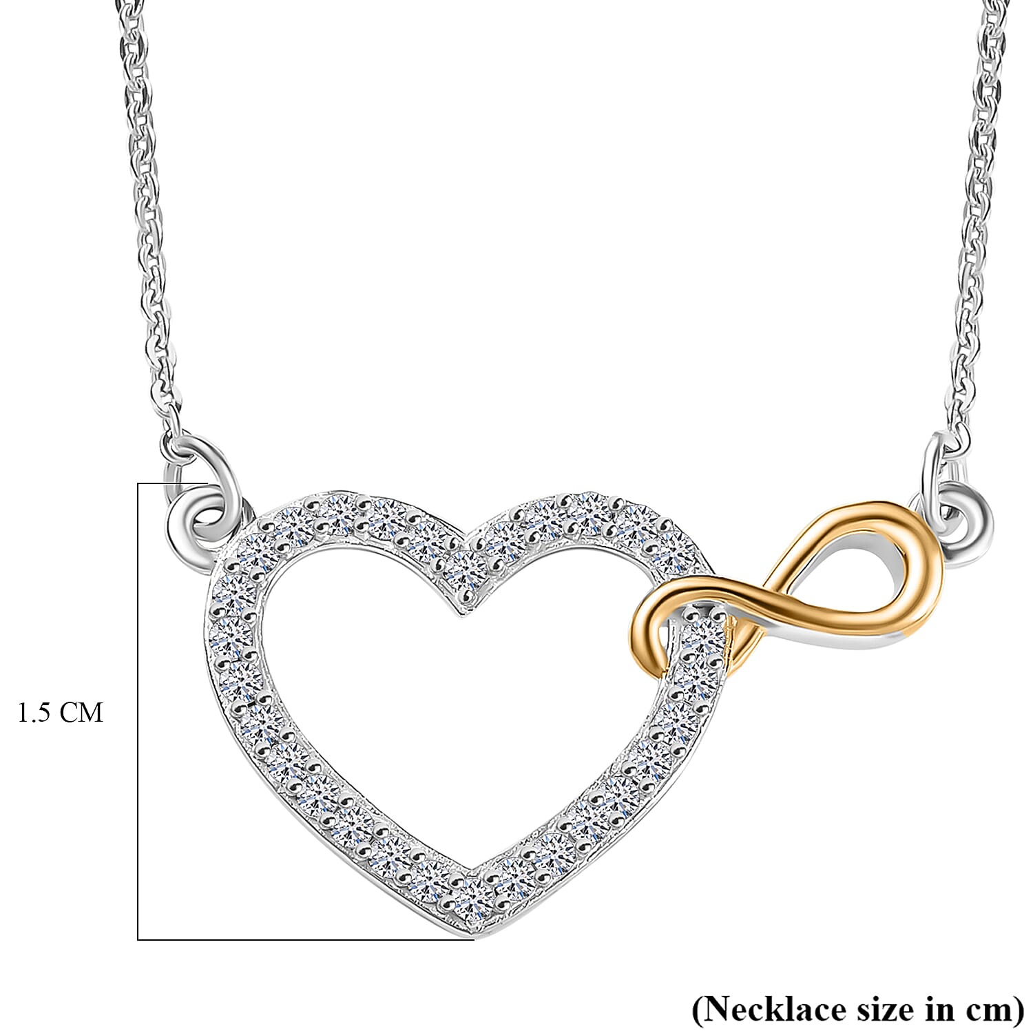 Luxuriant Diamond Lab Grown Diamond (SI-G-H) Necklace (Size 20) in 18K Vermeil Yellow Gold Plated & Rhodium Overlay Sterling Silver