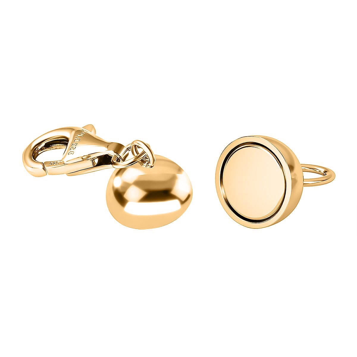 10 mm Round Magnetic Lock with 11 mm Lobster Clasp in Yellow Gold Plated Sterling Silver