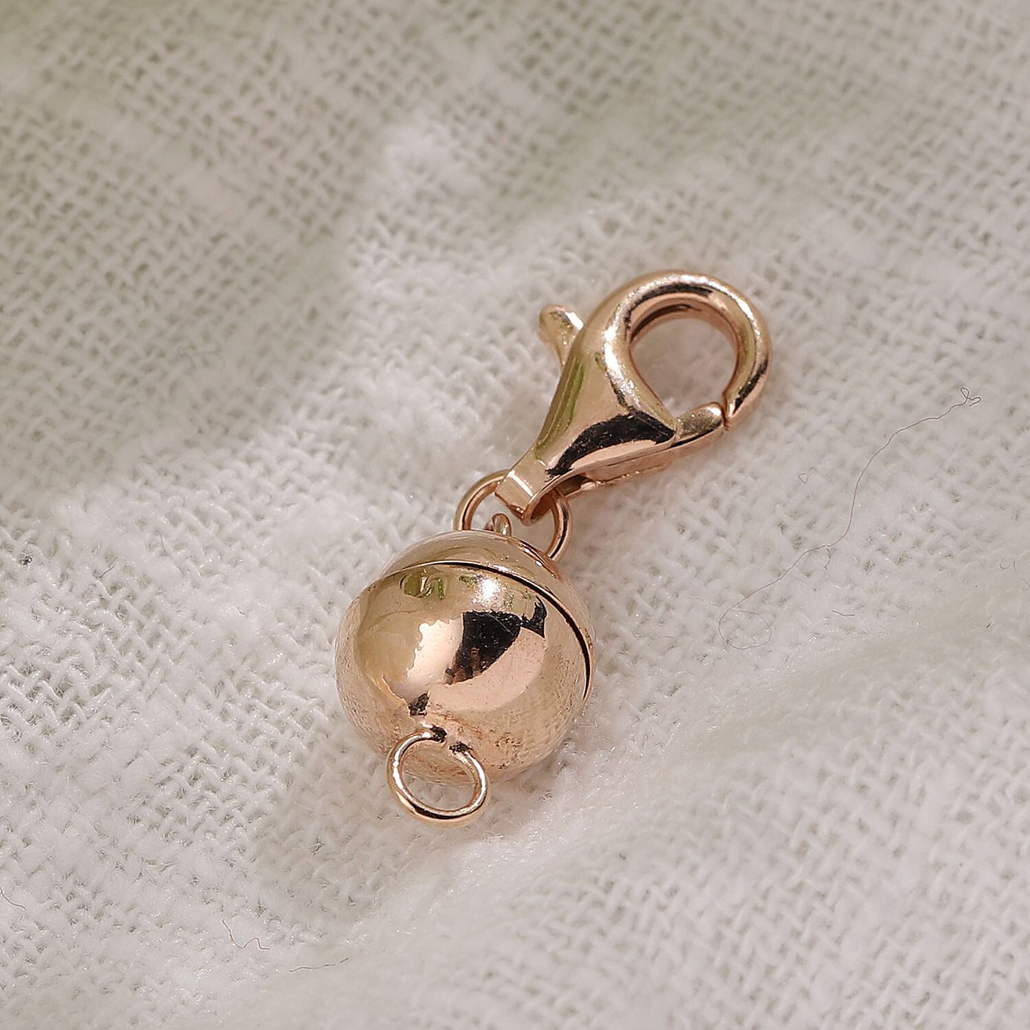10 mm Round Magnetic Lock with 11 mm Lobster Clasp in Rose Gold Plated Sterling Silver