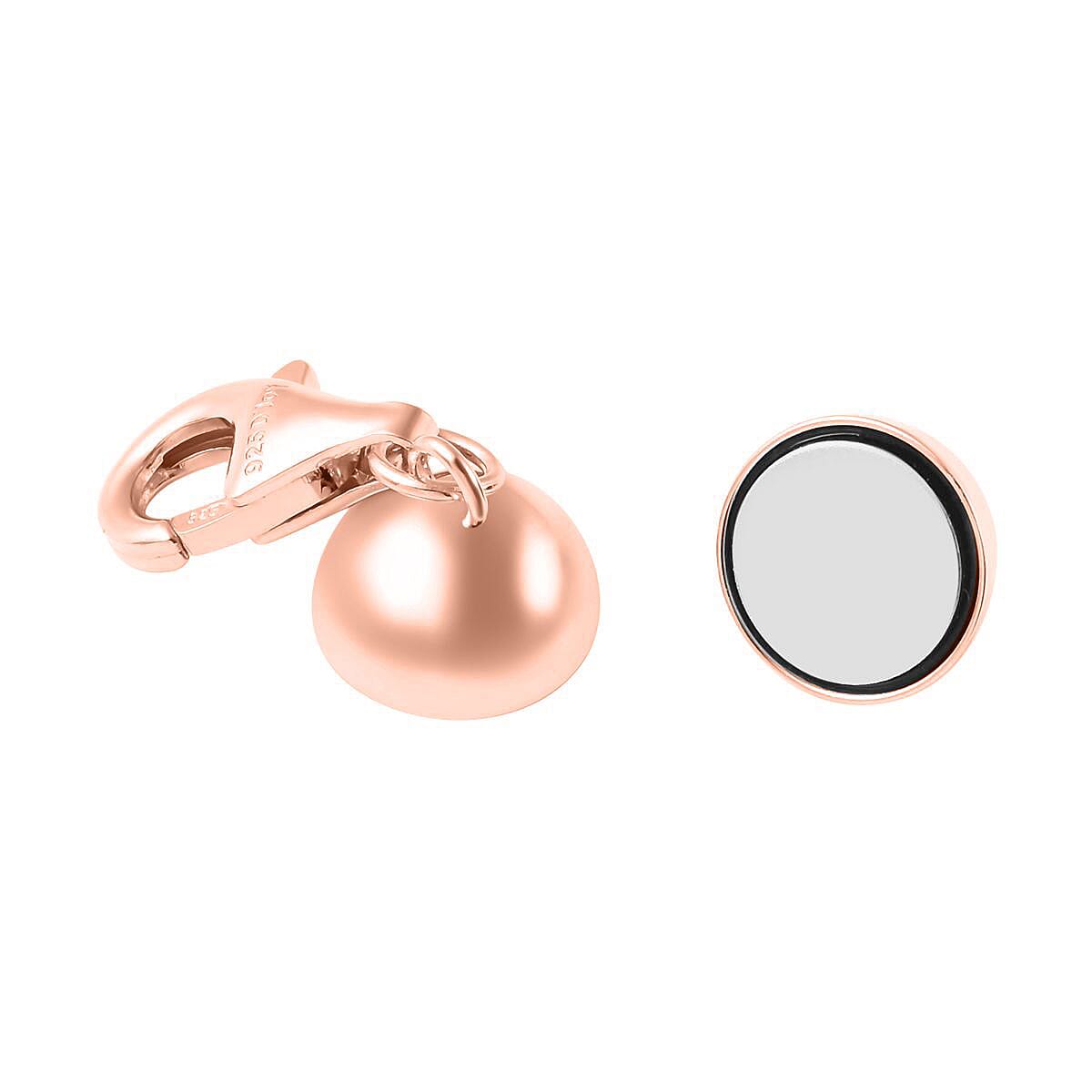 10 mm Round Magnetic Lock with 11 mm Lobster Clasp in Rose Gold Plated Sterling Silver