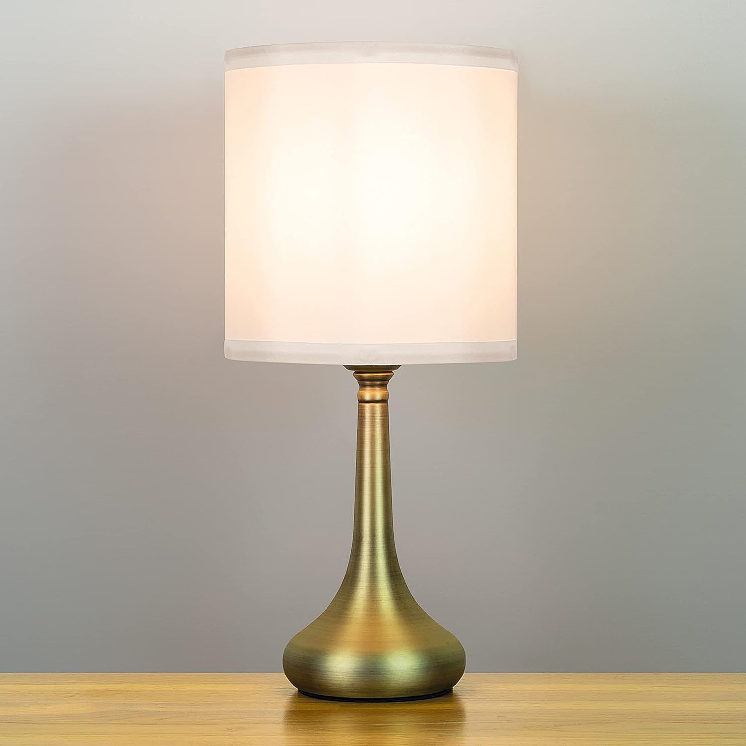 Sarav Chrome Touch Lamp with Grey Shade