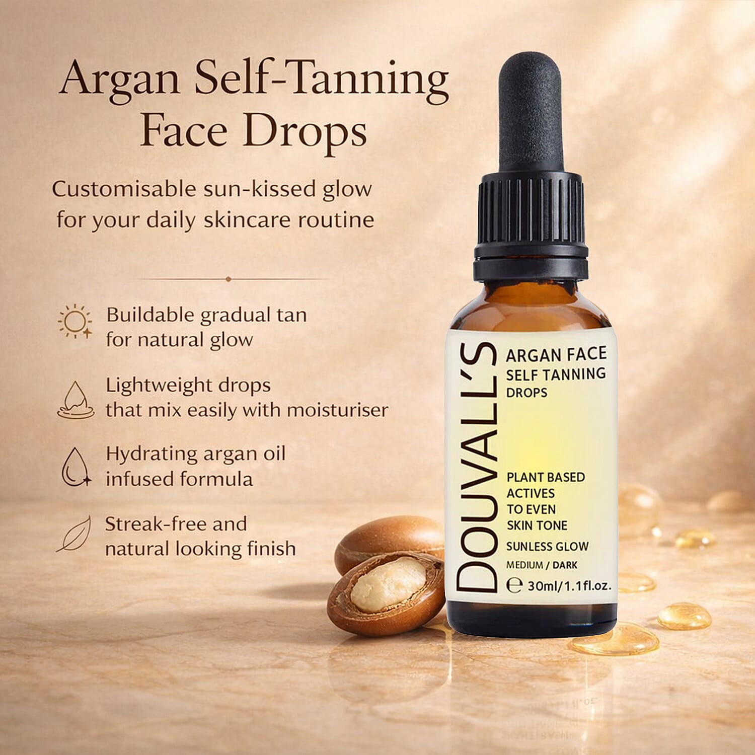 Douvalls- Argan Body Self Tanning Spray (60ml) - Medium-Dark